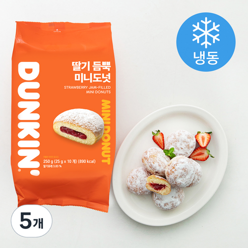던킨 딸기 듬뿍 미니도넛 (냉동), 25g, 10개입, 5개