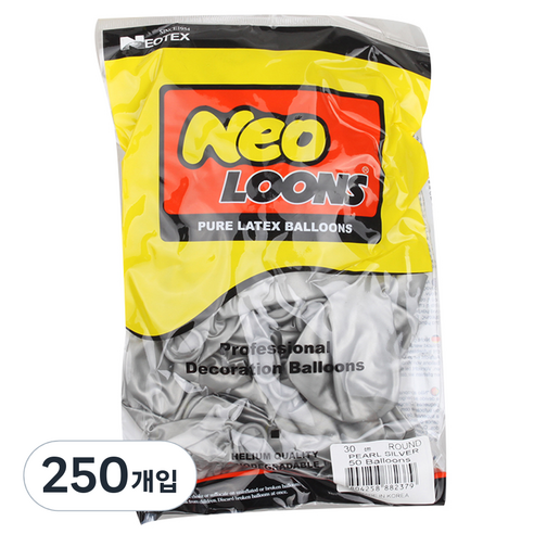 네오룬스 30 cm 라운드풍선, 펄 실버, 250개입