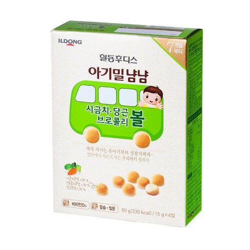 일동후디스 아기밀 냠냠 시금치 당근 브로콜리볼 7개월부터 15g, 4개입, 시금치 + 당근 + 브로콜리 혼합맛