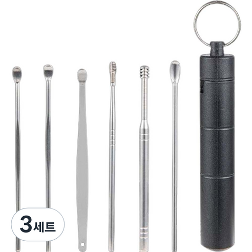 봄봄리빙 플라스틱 케이스 귀이개 세트 블랙, 3세트