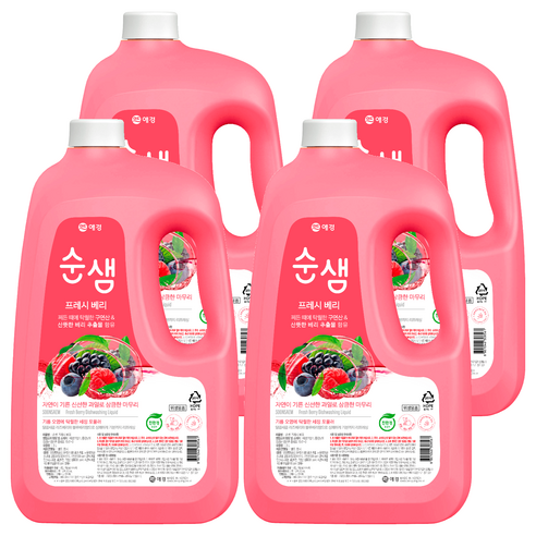 순샘 프레시 베리 주방세제 리필, 3L, 4개