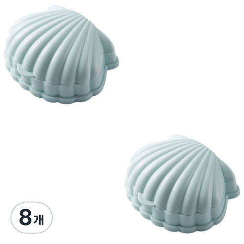 더자카 휴대용 조개 비누케이스 13.7 x 11 x 5 cm, 그린, 8개