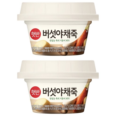 햇반 버섯야채죽, 2개, 268g