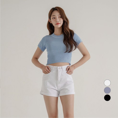 젬블링 여성용 청 반바지 롤업 데님 팬츠