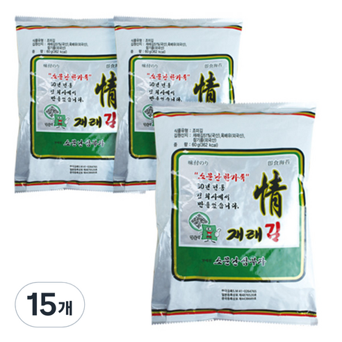 오물조물얌얌 소문난 삼부자 한가족 재래 전장김, 60g, 15개