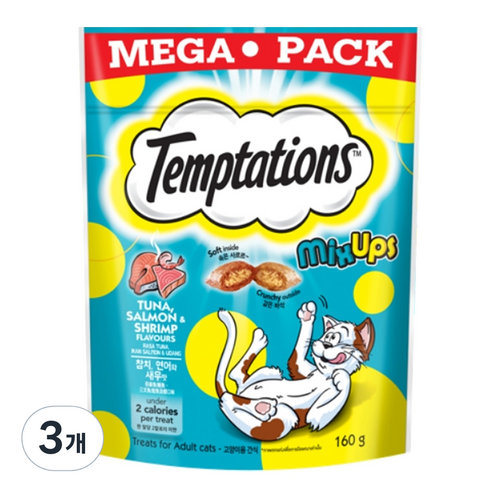 템테이션 믹스업 고양이간식, 혼합맛, 160g, 3개