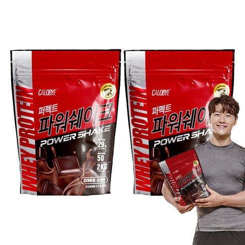 칼로바이 퍼펙트파워쉐이크 포대유청 WPC 초코맛 단백질보충제 프로틴, 2개, 2kg