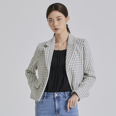 미쏘 여성용 트위드 테일러드 숏 재킷