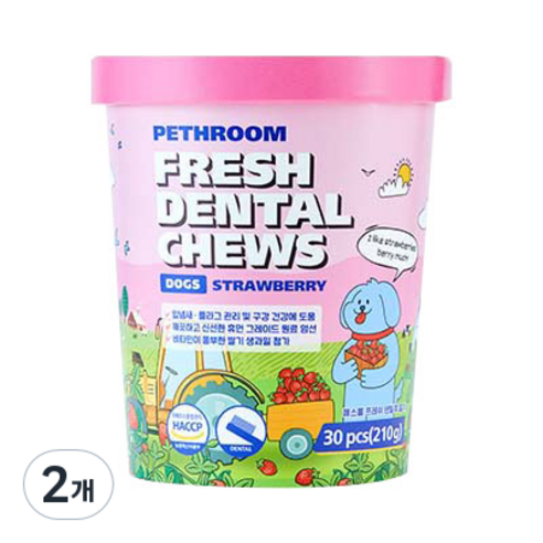 페스룸 강아지 프레쉬 덴탈츄 딸기 7g x 30p, 2개, 딸기맛