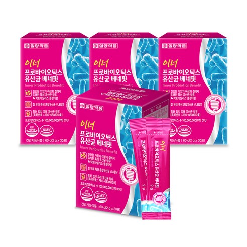 일양약품 이너 프로바이오틱스 유산균 베네핏 30p, 60g, 4개