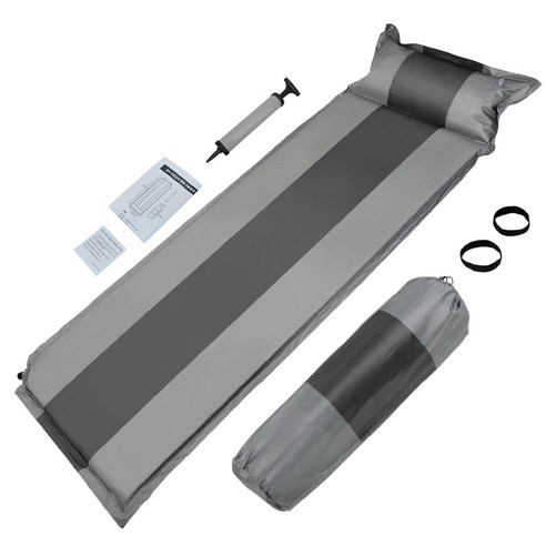   탐사 아웃도어 캠핑 자동충전 에어매트 + 펌프 세트, 그레이