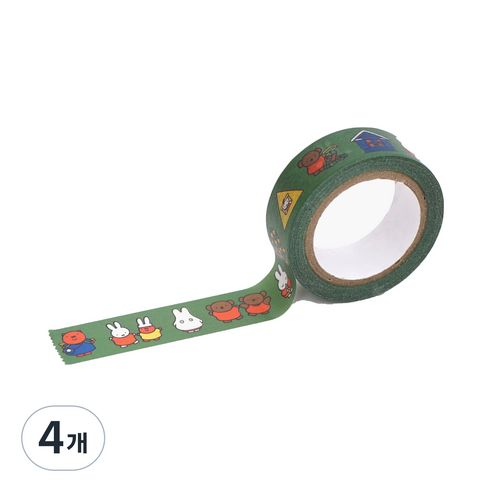 제로퍼제로 마스킹 테이프 15mm x 7m, 미피그린, 4개