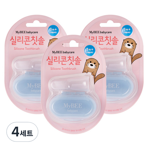 마이비 실리콘 손가락칫솔 + 케이스 세트, 혼합색상, 3개입, 12세트