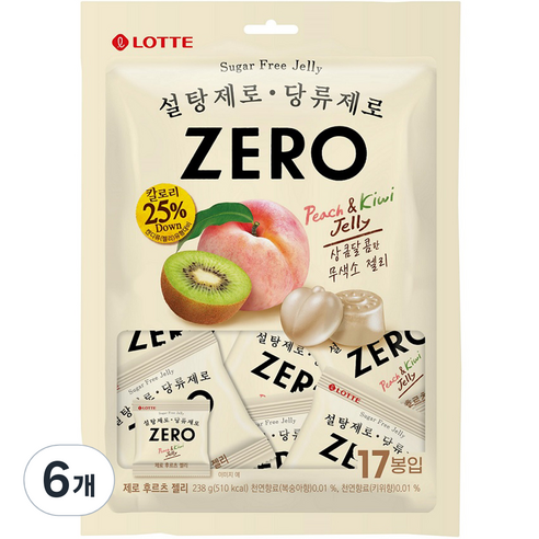 롯데제과 제로 후르츠 젤리 미니벌크 17p, 6개, 238g