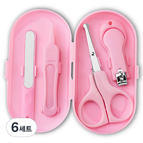 잇곰 유아용 심플 손톱 깍이 4종 세트, 핑크, 6세트