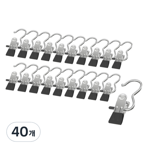 살림의기술 논슬립 외집게 옷걸이, 블랙, 40개