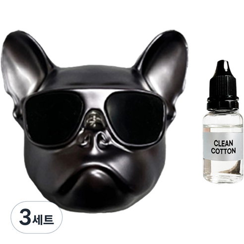 엠퓨처 차량용 불독 방향제 매트스페이스그레이 + 오일 15ml + 클립 3cm + 오일솜 세트, 클린코튼, 3세트