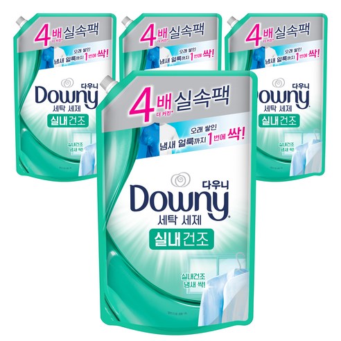 다우니 프리미엄 액상세제 실내건조 리필, 1.8L, 4개
