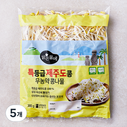맑은물에 무농약 특등급 제주도콩 콩나물, 300g, 5개