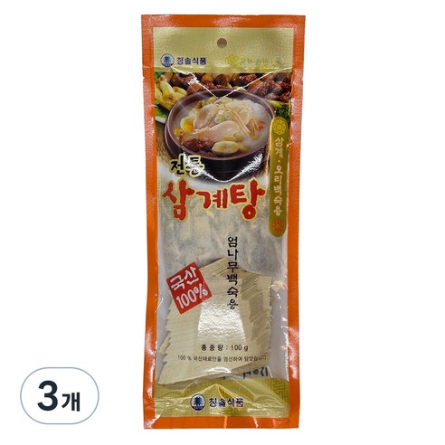 청솔식품 국산 100% 전통 삼계탕 엄나무 백숙용 육수 재료 원물 / 티백형, 100g, 3개