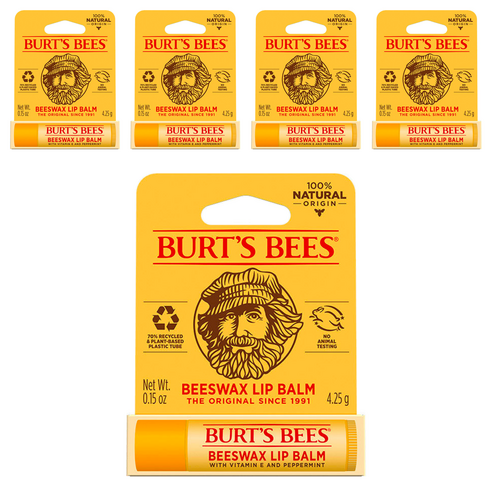 버츠비 모이스춰라이징 립밤, 비즈왁스, 4.25g, 5개