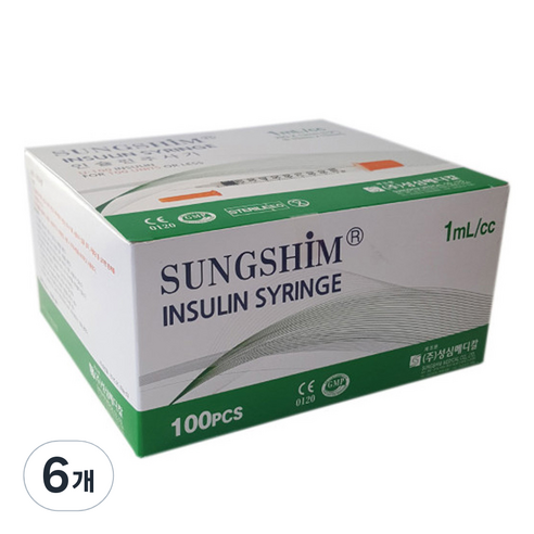 성심 인슐린 주사기 8mm 31g 1ml 100p, 6개