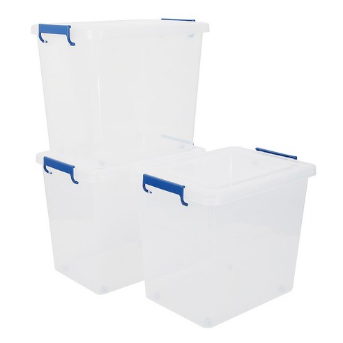 라이피스트 클라스 리빙박스 65L, 투명(몸통,뚜껑),블루(손잡이), 3개