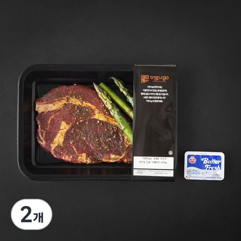 다맛나go 국내산 소고기 시즈닝 등심 스테이크 (냉장), 2개, 220g