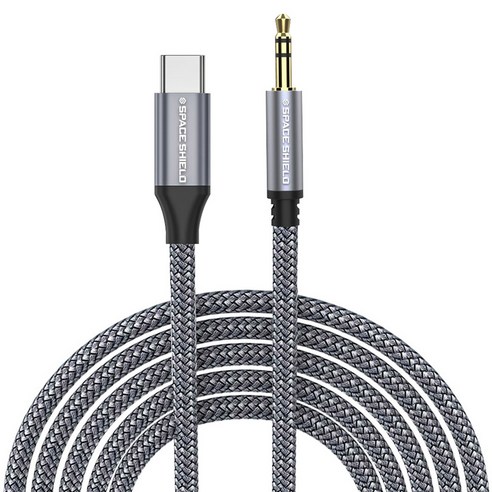 스페이스쉴드 3.5mm 3극 AUX to USB-C타입 이어폰 오디오 연장 케이블, 그레이, 1개, 3m