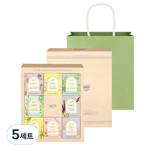 쌍계명차 티 포레스트 컬렉션 + 쇼핑백 선물세트, 5세트, 전통차 8종 x 5p + 쇼핑백