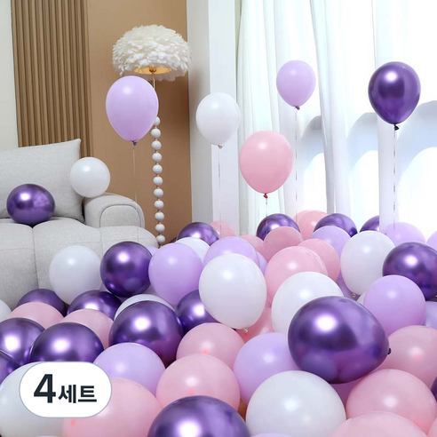 피앤비유니티 풍선 50p 세트 보라, 05 라벤다 러블리 4색혼합, 4세트