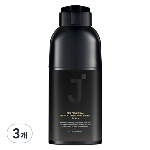 제이숲 프로페셔널 커버업 새치 염색제 300ml, 블랙, 3개