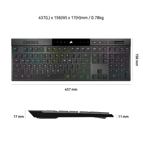 커세어 K100 AIR WIRELESS RGB Ultra Low Profile 게이밍 기계식 유무선겸용 일반형 키보드