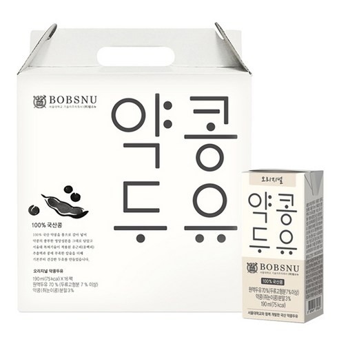 서울대밥스누 약콩두유 오리지널, 190ml, 16팩 
유제품/아이스크림