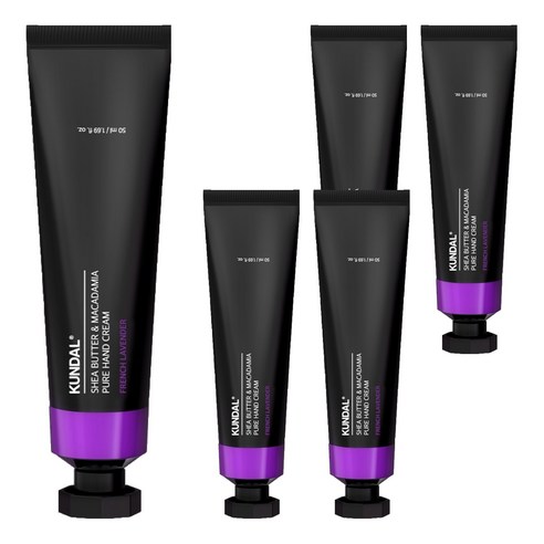 쿤달 시어버터 앤 마카다미아 퓨어 핸드크림 프렌치라벤더향, 50ml, 5개