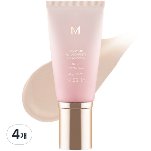 미샤 M 시그너처 리얼 컴플릿 BB크림 EX SPF30 PA++, 21호 화사한 베이지, 45g, 4개