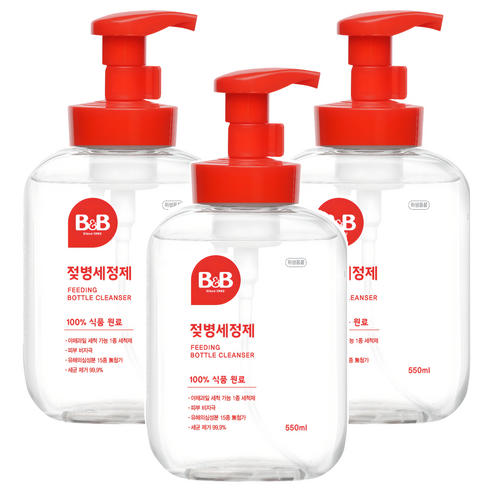 비앤비 거품형 젖병 세정제 리뉴얼 550ml 3개 묶음
