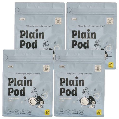 플레인팟 식기세척기 큐브 세제 40p, 400g, 4개