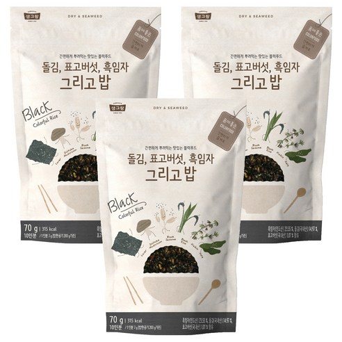 생그랑 돌김 표고버섯 흑임자 그리고밥 후리가케, 70g, 3개