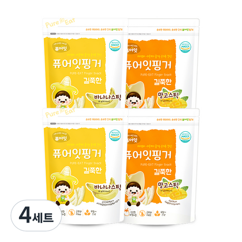 퓨어잇 핑거 길쭉한 망고스틱 2p + 바나나스틱 2p, 4세트