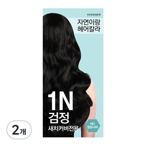 자연이랑 헤어칼라 염색약, 1N검정색, 2개