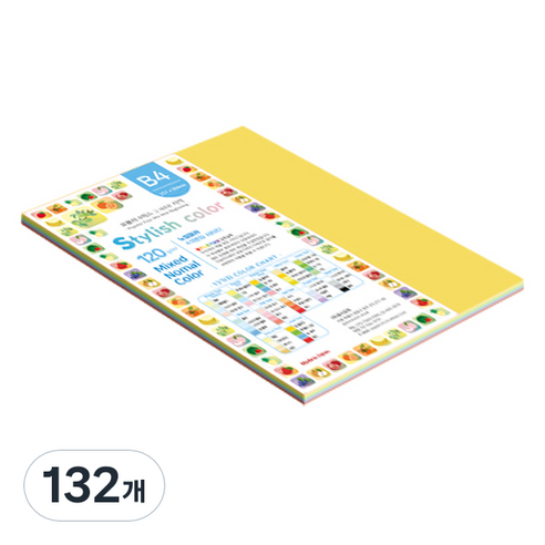 종이문화 스타일리쉬 얇은 혼합색지 120g 12 SN Vivid Tone, 132개, B4