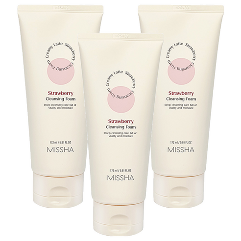 미샤 크리미 라떼 클렌징 폼 딸기, 172ml, 3개