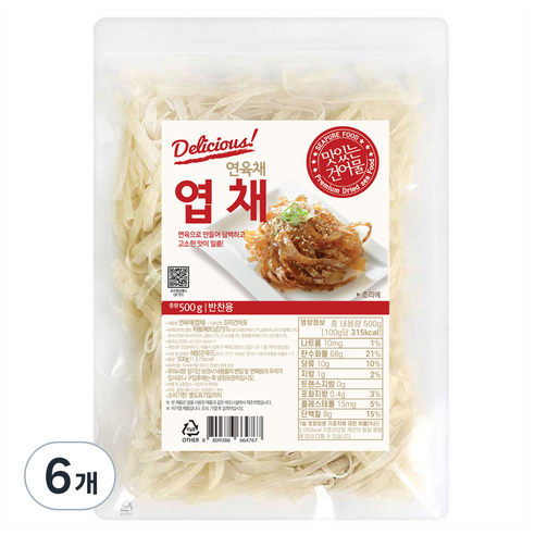 해맑은푸드 연육채 엽채, 500g, 6개