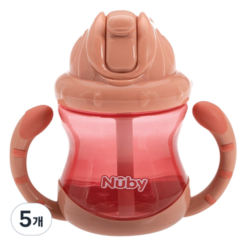 누비 유아용 무당벌레 빨대컵 240ml, 뉴트럴핑크, 5개