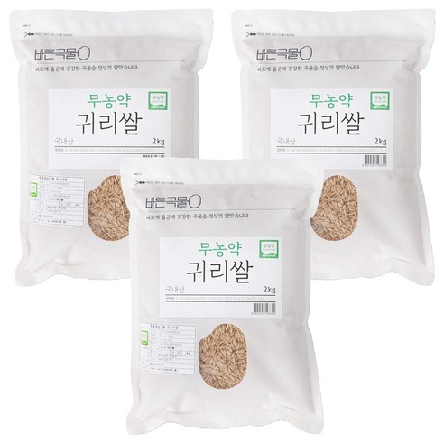 바른곡물 국내산 무농약 귀리쌀, 2kg, 3개