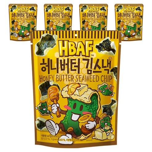 바프 허니버터 김스낵, 40g, 5개