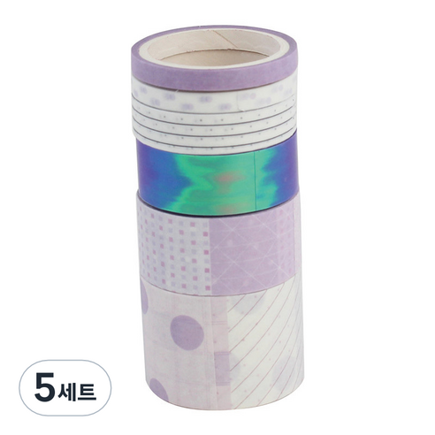 로벨리앙 다용도 종이 마스킹테이프 6종 세트, 퍼플혼합, 5세트