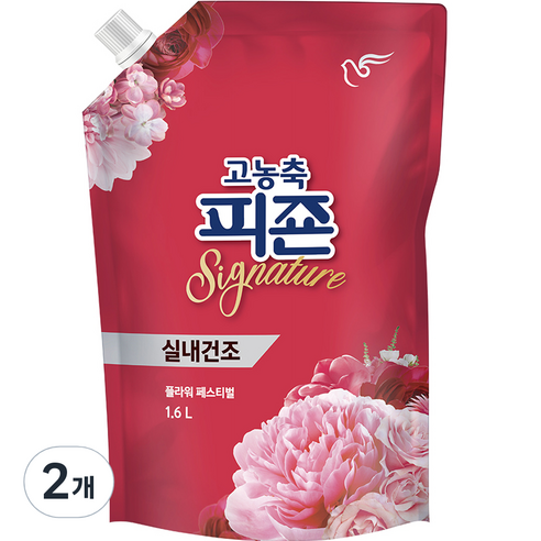 피죤 고농축 실내건조 시그니처 플라워페스티벌 섬유유연제 리필, 1600ml, 2개