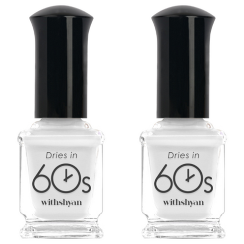 위드샨 유광타입 60초 네일라커 매니큐어, M60 화이트, 9ml, 2개